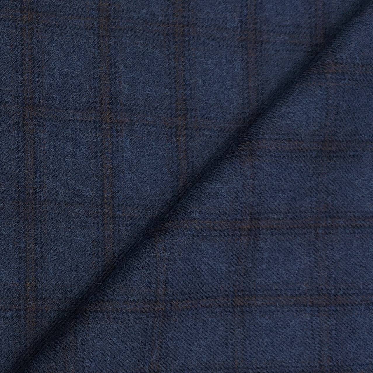 Tweed Blazer Fabric OCM 100% Wool Check Colour Space Blue